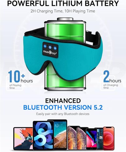 MUSICOZY Sleep Headphones, Bluetooth 5.2 Sleep Mask Headband Headphones Sleeping Eye Mask, Wireless Music Earbuds Earphones with HD Headphones Ultra-Thin Stereo Speakers for Side Sleepers Men Women in Saudi Arabia