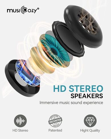 MUSICOZY Sleep Headphones, Bluetooth 5.2 Sleep Mask Headband Headphones Sleeping Eye Mask, Wireless Music Earbuds Earphones with HD Headphones Ultra-Thin Stereo Speakers for Side Sleepers Men Women in Saudi Arabia