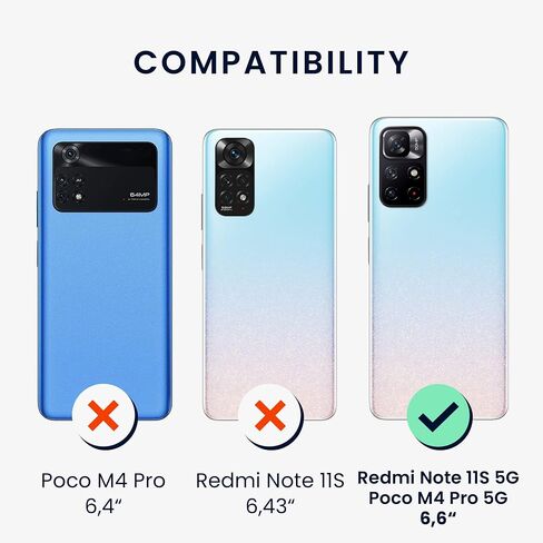 kwmobile Crossbody Case Compatible with Xiaomi Redmi Note 11S 5G / Poco M4 Pro 5G Case - Clear TPU Phone Cover w/Lanyard Cord Strap - Black/Transparent in Saudi Arabia