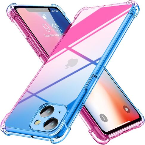 case for iPhone 15 Plus[Gradient] Clear Soft TPU Non-Slip Non-Yellowing Soft Edge Cover for iPhone 15 Plus case [Black/Gold],MDM-HCJB-61-05 in Saudi Arabia