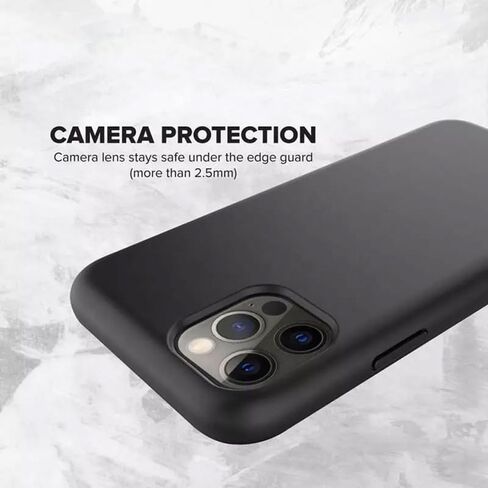 حافظة لهاتف Tecno Pova 5 + واقي شاشة زجاجي مقوى - غطاء حماية من السيليكون الشفاف الناعم المرن المقاوم للصدمات من مادة TPU لهاتف Tecno Pova 5 (أسود) in Saudi Arabia