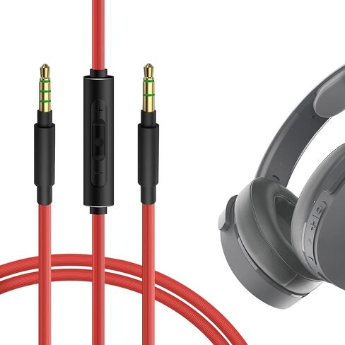 GEEKRIA Audio Cable with Mic Compatible with Skullcandy Hesh Evo, Hesh 3, Crusher EVO, Riff 2 Headphones Cable, 1/8" (3.5mm) to 3.5mm Replacement Stereo Cord with Inline Microphone (4ft/1.2m) in Saudi Arabia