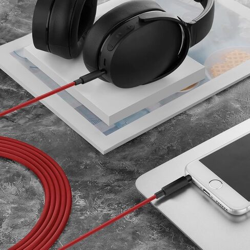 GEEKRIA Audio Cable with Mic Compatible with Skullcandy Hesh Evo, Hesh 3, Crusher EVO, Riff 2 Headphones Cable, 1/8" (3.5mm) to 3.5mm Replacement Stereo Cord with Inline Microphone (4ft/1.2m) in Saudi Arabia