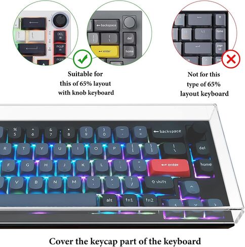 غطاء غبار لمقبض لوحة المفاتيح 65% من Geekria، غطاء لوحات مفاتيح أكريليك شفاف لـ 68 مفتاحًا للوحة المفاتيح اللاسلكية الميكانيكية للكمبيوتر، متوافق مع Keychron Q2، Keychron V2 in Saudi Arabia