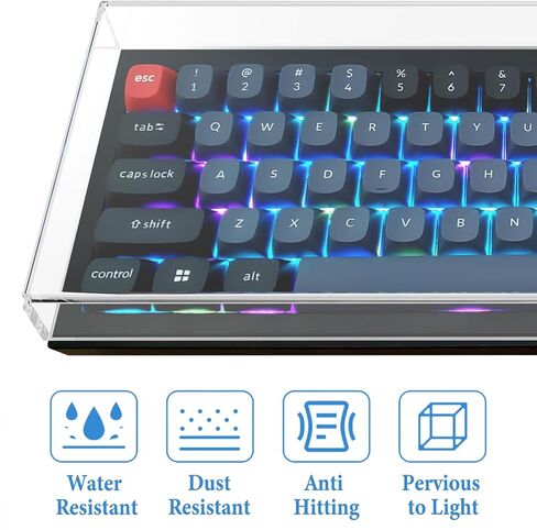 غطاء غبار لمقبض لوحة المفاتيح 65% من Geekria، غطاء لوحات مفاتيح أكريليك شفاف لـ 68 مفتاحًا للوحة المفاتيح اللاسلكية الميكانيكية للكمبيوتر، متوافق مع Keychron Q2، Keychron V2 in Saudi Arabia