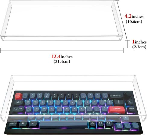 غطاء غبار لمقبض لوحة المفاتيح 65% من Geekria، غطاء لوحات مفاتيح أكريليك شفاف لـ 68 مفتاحًا للوحة المفاتيح اللاسلكية الميكانيكية للكمبيوتر، متوافق مع Keychron Q2، Keychron V2 in Saudi Arabia