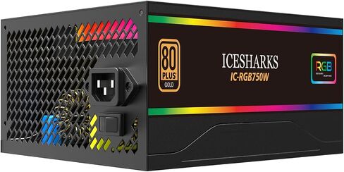 مزود طاقة للألعاب 80 Plus معتمد من ICESHARKS مزود طاقة وحدات PSU بالكامل 750 وات - حجم صغير - ATX PSU أسود in Kuwait