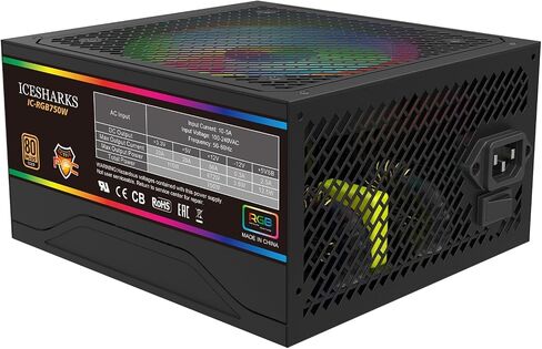 مزود طاقة للألعاب 80 Plus معتمد من ICESHARKS مزود طاقة وحدات PSU بالكامل 750 وات - حجم صغير - ATX PSU أسود in Kuwait
