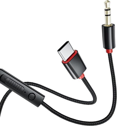 كابل PChero USB C إلى 3.5 ملم صوت Aux جاك مع جهاز التحكم عن بعد/التحكم في مستوى الصوت/وظيفة الميكروفون، سلك محول مساعد بطول 4 أقدام من النوع C إلى 1/8 ذكر لسماعة رأس ستيريو للسيارة وهواتف Android in Kuwait