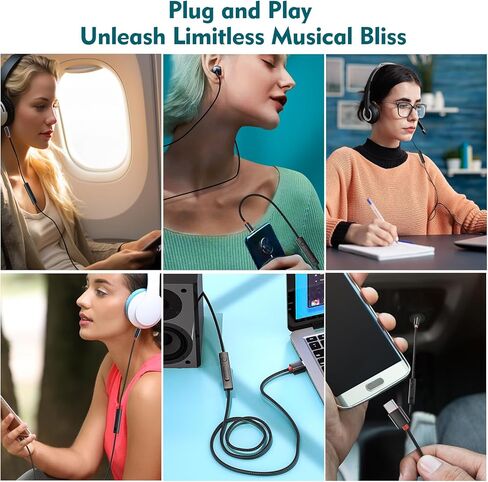كابل PChero USB C إلى 3.5 ملم صوت Aux جاك مع جهاز التحكم عن بعد/التحكم في مستوى الصوت/وظيفة الميكروفون، سلك محول مساعد بطول 4 أقدام من النوع C إلى 1/8 ذكر لسماعة رأس ستيريو للسيارة وهواتف Android in Kuwait