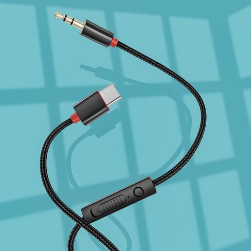 كابل PChero USB C إلى 3.5 ملم صوت Aux جاك مع جهاز التحكم عن بعد/التحكم في مستوى الصوت/وظيفة الميكروفون، سلك محول مساعد بطول 4 أقدام من النوع C إلى 1/8 ذكر لسماعة رأس ستيريو للسيارة وهواتف Android in Kuwait