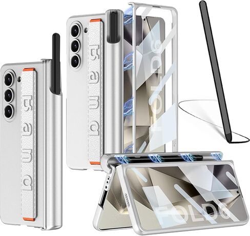 NINKI S Pen Case for Samsung Galaxy Z Fold 6 Case with Screen Protector,Magnetic Hinge Stylus Slot Phone Case for Samsung Z Fold 6 Case with Pen Holder,Band Grip Case Galaxy Z Fold 6 Case Strap Blue in Kuwait