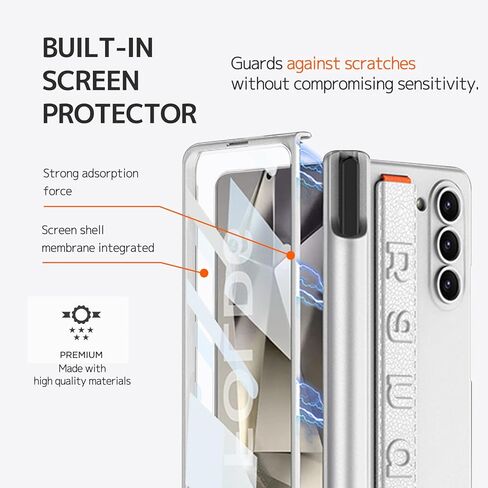 NINKI S Pen Case for Samsung Galaxy Z Fold 6 Case with Screen Protector,Magnetic Hinge Stylus Slot Phone Case for Samsung Z Fold 6 Case with Pen Holder,Band Grip Case Galaxy Z Fold 6 Case Strap Blue in Kuwait