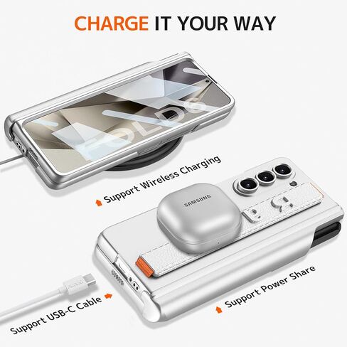 NINKI S Pen Case for Samsung Galaxy Z Fold 6 Case with Screen Protector,Magnetic Hinge Stylus Slot Phone Case for Samsung Z Fold 6 Case with Pen Holder,Band Grip Case Galaxy Z Fold 6 Case Strap Blue in Kuwait