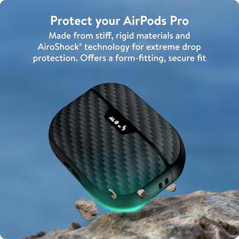Mous – Airpods Pro 1 and 2 Case Cover with Keychain - Wireless Charging Compatible AirPods Pro Case for 2nd Generation/1st Generation AirPods (2022/2019) - Aramid Carbon Fibre in Saudi Arabia