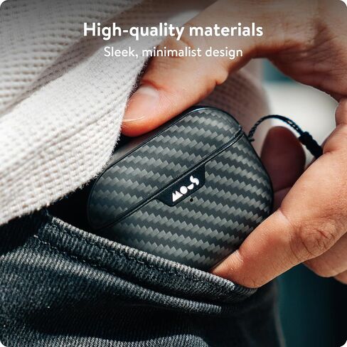 Mous – Airpods Pro 1 and 2 Case Cover with Keychain - Wireless Charging Compatible AirPods Pro Case for 2nd Generation/1st Generation AirPods (2022/2019) - Aramid Carbon Fibre in Saudi Arabia