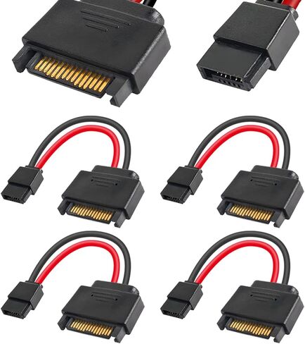 4Pcs SATA 15-Pin Male to SATA 6-Pin Female Slimline Power Adapter Cable for Slimline SATA Hard Drives, 12inch (30cm) in Kuwait