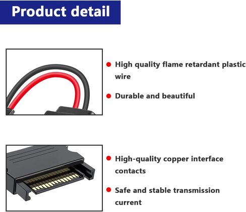 4Pcs SATA 15-Pin Male to SATA 6-Pin Female Slimline Power Adapter Cable for Slimline SATA Hard Drives, 12inch (30cm) in Kuwait