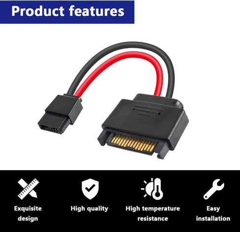 4Pcs SATA 15-Pin Male to SATA 6-Pin Female Slimline Power Adapter Cable for Slimline SATA Hard Drives, 12inch (30cm) in Kuwait