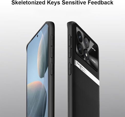 QUIETIP Hard Case Compatible with Poco X6 Pro & Redmi K70E 5G with Tempered Glass Screen Protector,Slim Shockproof Vegetarian Shell Metal Lens Protective Cover,Black in Saudi Arabia