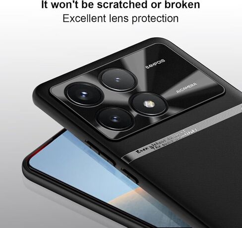 QUIETIP Hard Case Compatible with Poco X6 Pro & Redmi K70E 5G with Tempered Glass Screen Protector,Slim Shockproof Vegetarian Shell Metal Lens Protective Cover,Black in Saudi Arabia