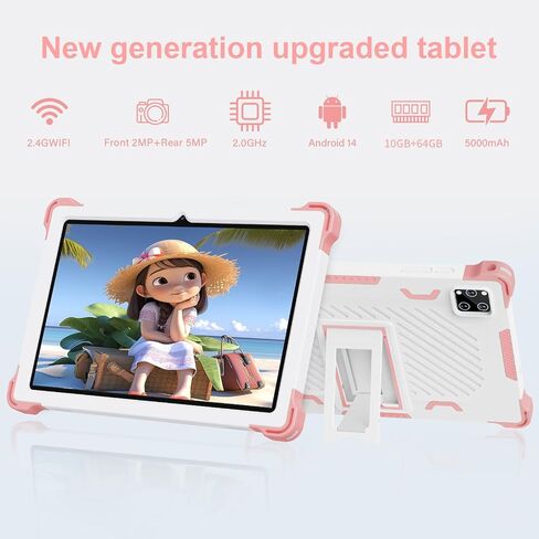 10 inch Kids Tablet Android 14 Tablet for Kids with Case, Octa-Core 10GB+64GB, iWawa Installed, Parental Control, WiFi, Bth 5.2, Dual Camera, 5000mAh Childrens Tablet for Toddler Gift(Blue) in Saudi Arabia
