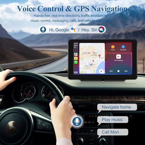 Portable Apple Carplay Screen for Car, 7'' IPS Touch Screen with 4K Dash Cam, Wireless Android Auto Screen, 1080P Backup Camera, Voice Control, Mirror Link, Bluetooth, GPS Navigation VEKOOTO A3016 in Saudi Arabia