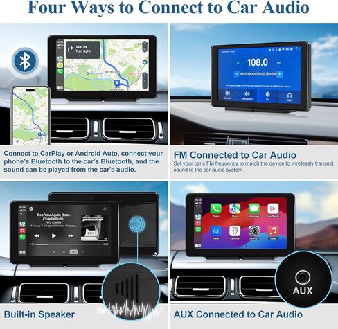 Portable Apple Carplay Screen for Car, 7'' IPS Touch Screen with 4K Dash Cam, Wireless Android Auto Screen, 1080P Backup Camera, Voice Control, Mirror Link, Bluetooth, GPS Navigation VEKOOTO A3016 in Saudi Arabia