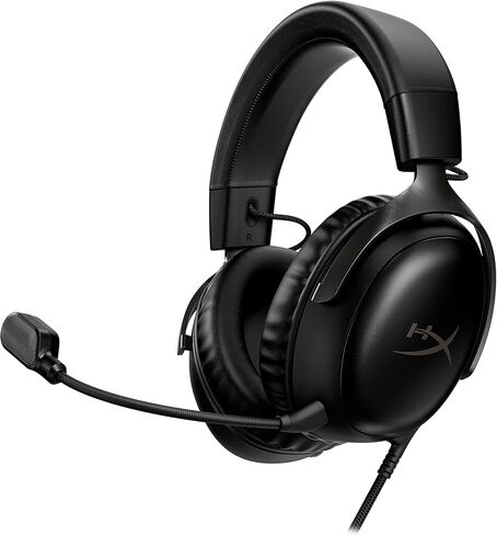 HyperX Cloud III – Wired Gaming Headset, PC, PS5, Xbox Series X|S, Angled 53mm Drivers, DTS, Memory Foam, Durable Frame, Ultra-Clear 10mm Mic, USB-C, USB-A, 3.5mm – Black (Renewed) in Saudi Arabia