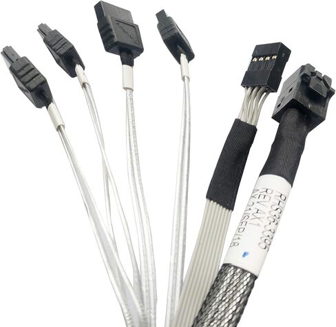 مع إشارة GPIO داخلية HD Mini SAS (مضيف SFF-8643) - كابل 4X SATA (الهدف)، كابل SFF-8643 إلى 4X SATA، SFF-8643 لوحدة التحكم، 4 Sata متصل بالقرص الصلب، 3.3 قدم/1 متر in Kuwait