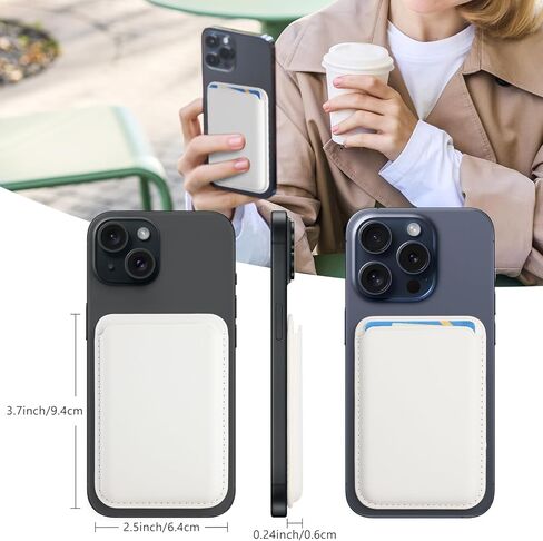 Magnetic Wallet Phone Card Holder with Magsafe,2Pack Mag Safe Wallet Accessories for Apple iPhone 15 14 13 12 Pro/Pro Max/Plus/Mini Safe Case Series (White,Purple) in Kuwait