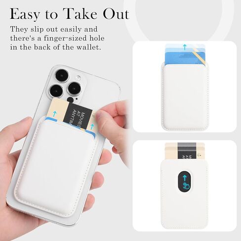 Magnetic Wallet Phone Card Holder with Magsafe,2Pack Mag Safe Wallet Accessories for Apple iPhone 15 14 13 12 Pro/Pro Max/Plus/Mini Safe Case Series (White,Purple) in Kuwait