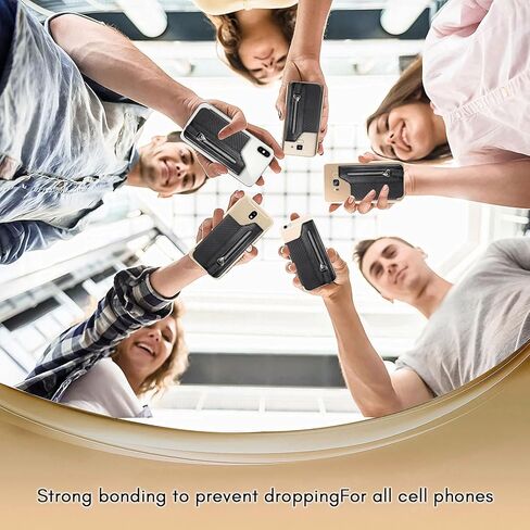 Phone Wallet Stick On High Capacity, Back of Cell Phone Credit Card Holder fro Phone Case, Compatible with iPhone Android Phones, Black Leather with Zipper in Saudi Arabia