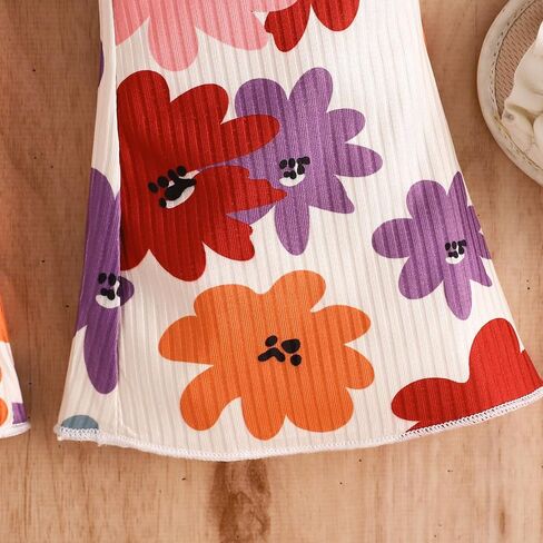 DuAnyozu Toddler Summer Baby Girl Boho Clothes Sleeveless Floral Tank Top Flare Leggings Girls Hippie 70s Outfits For Kids in Kuwait