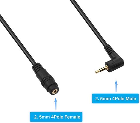 GINTOOYUN 2.5mm Audio Extension Cable,90 Degree Angle 2.5mm TRRS male to female stereo Audio Plug Jack Adapter Cable for Smartphone,Headphone,Headset, Speaker,Car,Mp3 Player（5.9FT） in Saudi Arabia