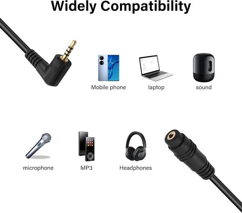 GINTOOYUN 2.5mm Audio Extension Cable,90 Degree Angle 2.5mm TRRS male to female stereo Audio Plug Jack Adapter Cable for Smartphone,Headphone,Headset, Speaker,Car,Mp3 Player（5.9FT） in Saudi Arabia