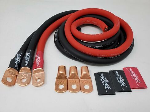 Big 3 Upgrade Sky High Car Audio 1/0 Gauge OFC AWG RED/Black in Saudi Arabia