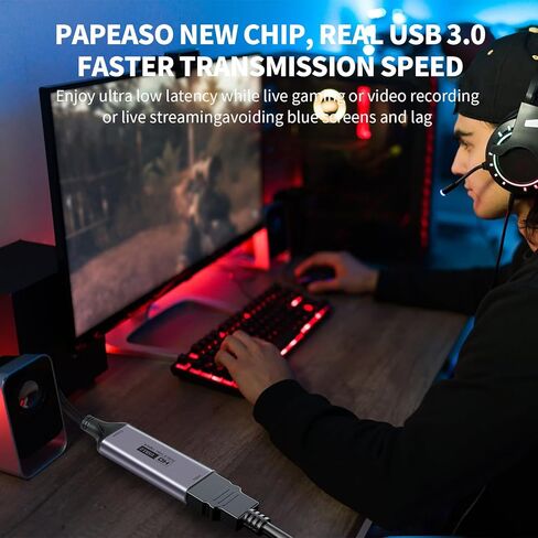 بطاقة التقاط الفيديو، 4K HDMI إلى USB C 3.0 بطاقة التقاط، 1080P HD 60 إطارًا في الثانية لايف وتسجيل صوت الفيديو للألعاب والبث والتعليم ومؤتمرات الفيديو in Kuwait