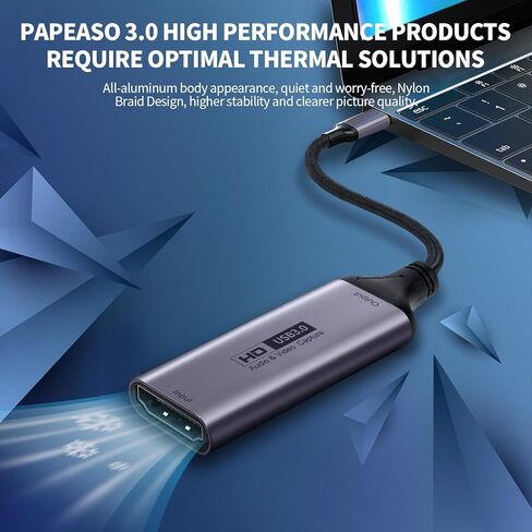 بطاقة التقاط الفيديو، 4K HDMI إلى USB C 3.0 بطاقة التقاط، 1080P HD 60 إطارًا في الثانية لايف وتسجيل صوت الفيديو للألعاب والبث والتعليم ومؤتمرات الفيديو in Kuwait