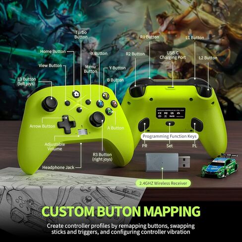 PC Controller 2.4G Wireless Controller for PC Steam, PC Gamepad Built-in 650mAh Rechargeable Battery, Upgraded Joystick, TURBO Function in Kuwait