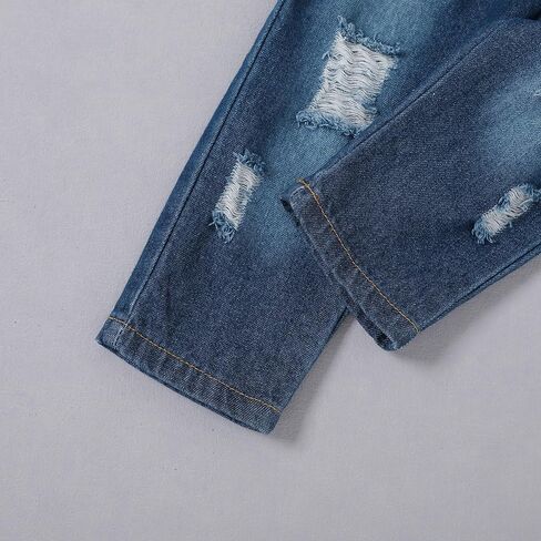 WESIDOM طفل رضيع ملابس الصيف عارضة قصيرة الأكمام أعلى ممزق الجينز 1-5T طفل الفتيان وتتسابق الاطفال مجموعة ملابس in Kuwait