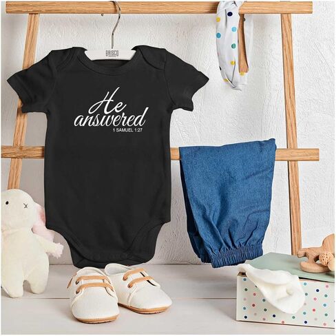 Brisco Brands He Answered Samuel 1:17 Christian Baby Bodysuit Jumper Girls in Saudi Arabia