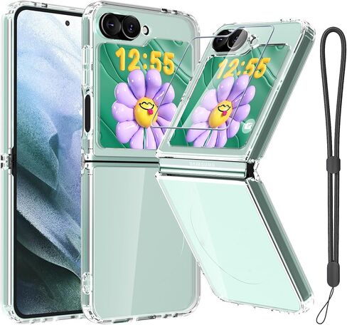 RMOCR for Samsung Galaxy Z Flip 6 Case, Clear Shockproof Phone Cover, Ultra-Thin Slim Fit Hard PC Protective Cases for Samsung Z Flip 6, Black in Saudi Arabia