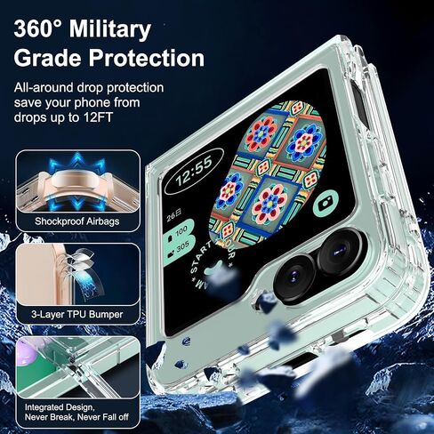 RMOCR for Samsung Galaxy Z Flip 6 Case, Clear Shockproof Phone Cover, Ultra-Thin Slim Fit Hard PC Protective Cases for Samsung Z Flip 6, Black in Saudi Arabia