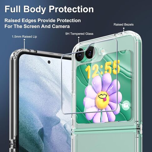 RMOCR for Samsung Galaxy Z Flip 6 Case, Clear Shockproof Phone Cover, Ultra-Thin Slim Fit Hard PC Protective Cases for Samsung Z Flip 6, Black in Saudi Arabia