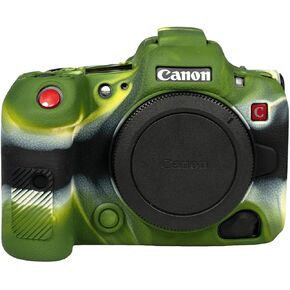 Camera Case for Canon R5C - Protective Silicone DSLR Skin Cover, Detachable Cage, Shockproof, Dustproof (Camouflage)