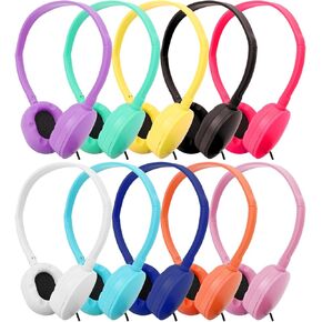Kids Bulk Headphones for Classroom School 10 Pack,Wired Classroom Headphones for Kids Student Children Teens Boys Girls,3.5mm Jack (10 Colors)