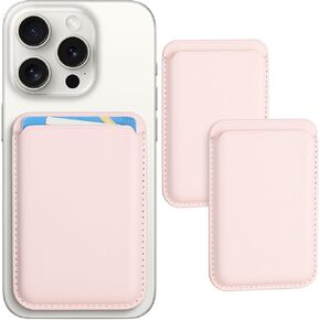 Magnetic Wallet Phone Card Holder with Magsafe,2Pack Mag Safe Wallet Accessories for Apple iPhone 15 14 13 12 Pro/Pro Max/Plus/Mini Safe Case Series (Pink,Pink) in Kuwait