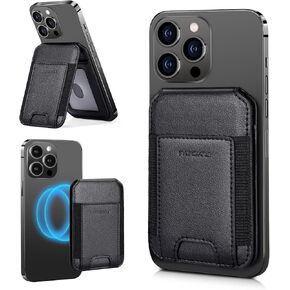 nuoku Intended for MagSafe Wallet with Stand Function, Leather Magnetic Wallet for iPhone 14/13/12 Series, Not for iPhone 13/12 Mini, Max Fit 8 Card Holder (Black)