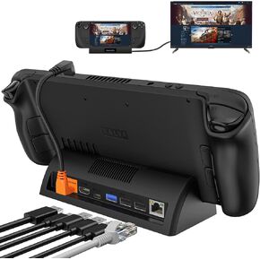 محطة إرساء تلفزيون لسطح البخار وسطح البخار OLED، قاعدة سطح بخار محمولة تدعم إخراج فيديو HDMI 4K@60 هرتز، قاعدة سطح بخار مع جيجابت إيثرنت، مروحة تبريد و3 منافذ USB in Kuwait